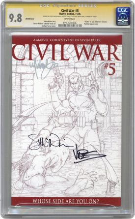 Civil War (2006 Marvel) 5C CGC 9.8 SS McNiven_Vines_Turner. Turner Sketch 1=75 Variant